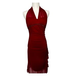 Vintage 90s Red Halter Dress